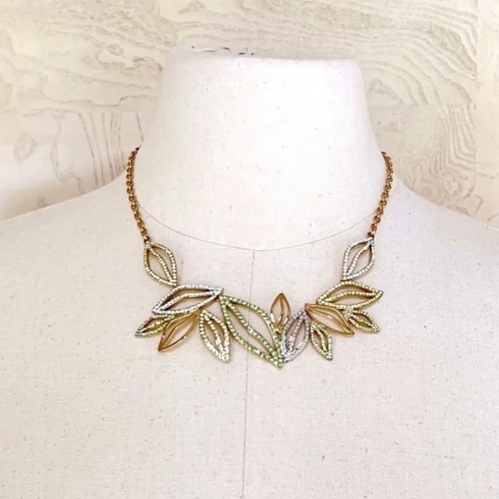 Coach pave leaf necklace